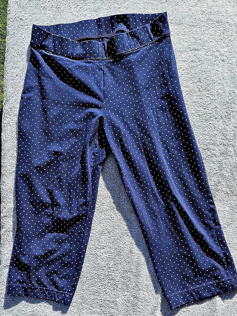 Lands' End Polka Dot Wide Leg Capri in Blue Size XL